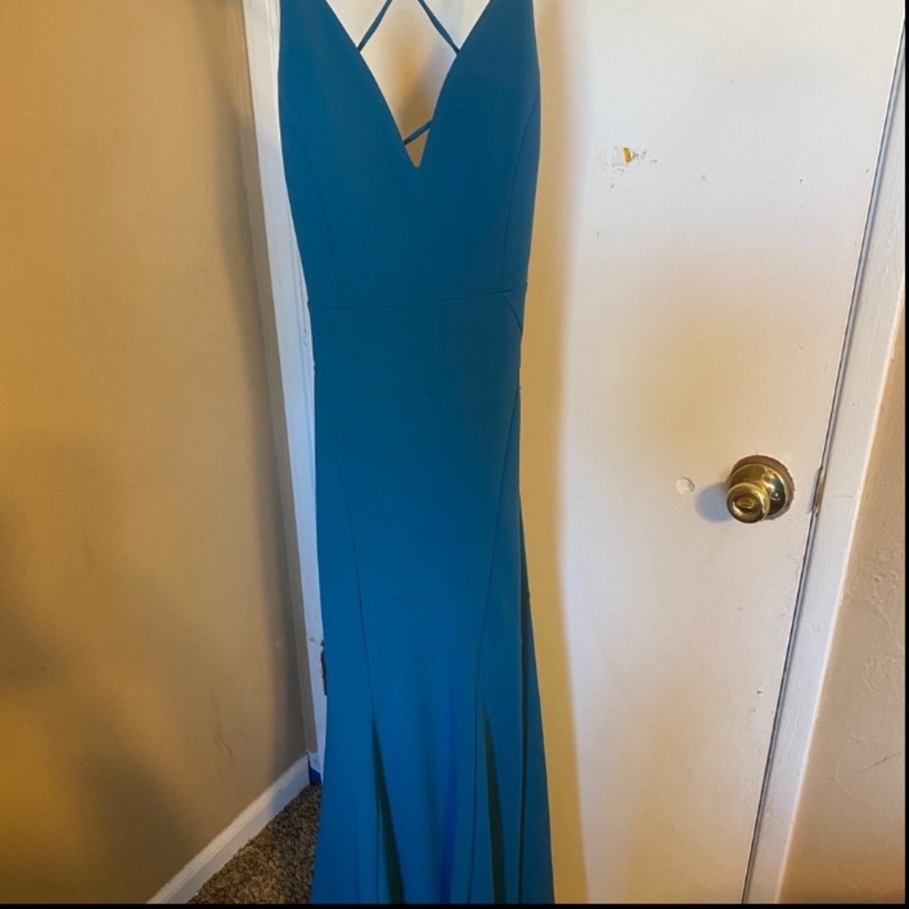 Turquoise Lace Up Back Dress